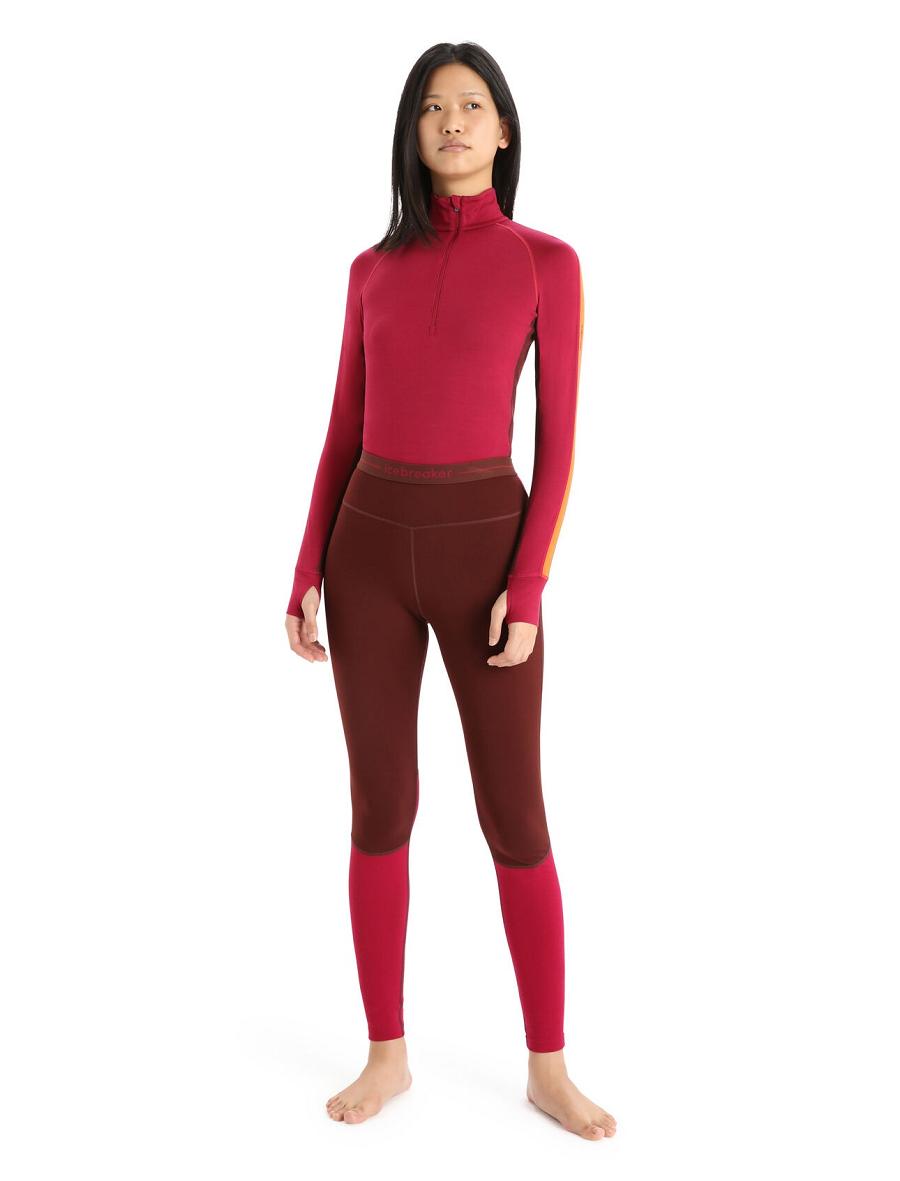 Espresso / Cherry Icebreaker Merino 260 ZoneKnit™ Women's Leggings | AU 1546RVDW